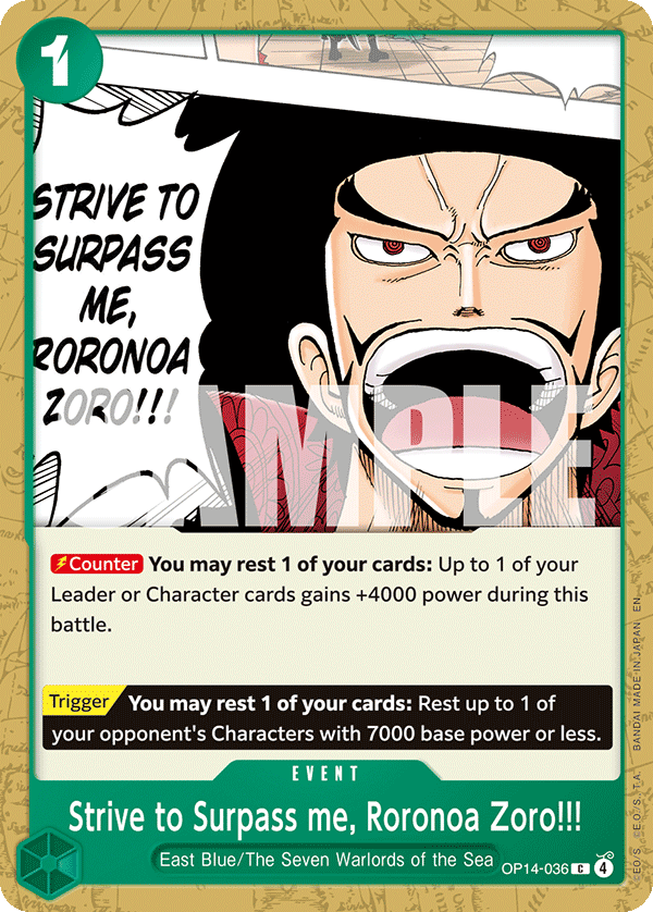 Strive to Surpass me, Roronoa Zoro!!! — OP14-036 OP14-036
