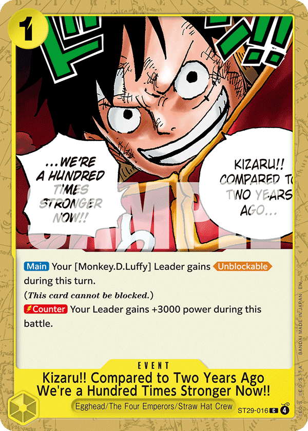 Kizaru!! Compared to Two Years Ago We're a Hundred Times Stronger Now!! — ST29-016 ST29-016
